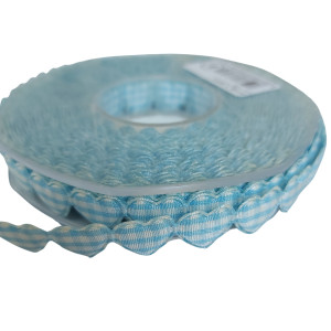 Light Blue and White Padded Heart Ribbon - Width 15 mm